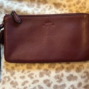 Coach Deep Burgundy Leather Wristlet